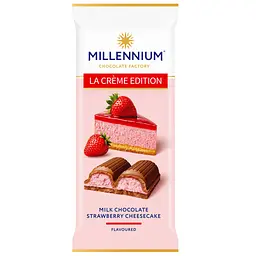 Уцінка. Шоколад Millennium La Creme Edition молочний з кремовою начинкою Полуничний Чізкейк 100 г  - мініатюра 1
