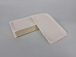 Тарілка паперова одноразова, біла 15,3×22,3 мм, прямокутна, 100 штук, для подачі закусок, гарячих страв - мініатюра 2