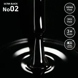 Гель-лак для нігтів 02 Ultra Black Shelly 12 мл - мініатюра 2