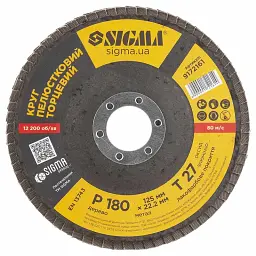 Круг зачистний Sigma пелюстковий торцевий Т27 (прямий) 125мм P180 (9172161) - мініатюра 2