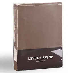 Набір Lovely Svi 3 шт: простирадло на резинці 180 х 200 + 30 см і 2 наволочки 50х70 сатин люкс 300ТС (135г/м2) Brown (580326) - мініатюра 4