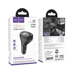 АЗП з FM-модулятором HOCO E88 Star 35W(2C) cigarette lighter car BT FM transmitter Black - мініатюра 2