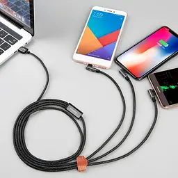 Кабель Baseus MVP 3-in-1 Mobile Game Cable USB to Type-C/Lightning/MicroUSB 3.5A 1.2m CAMLT-WZ01 Black - мініатюра 5