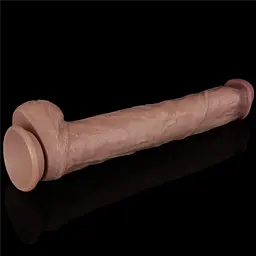 Фалоімітатор Dual-Layered Silicone Nature Cock 14.5'' 37.5 см коричневий - мініатюра 11