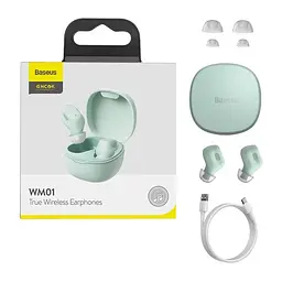 Навушники BLUETOOTH Baseus WM01 Encok TWS 5Hours, BT5.0, 40mAh/300mAh| (NGWM01-04) green - мініатюра 3