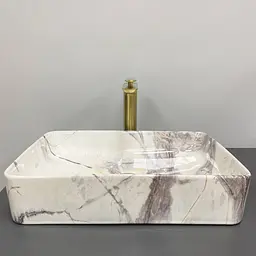 Умивальник VBI Triest 50 sand glossy накладний VBI-012712, Мрамор - мініатюра 3