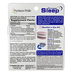 Натуральна добавка Puritan's Pride Tri-Layer Sleep 30 таблеток - мініатюра 2