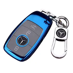 Чохол ключа Mercedes-Benz синій+металева пряжка