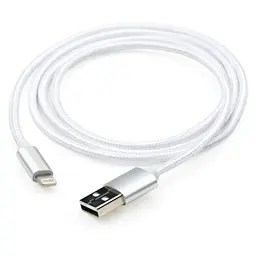 Дата кабель USB 2.0 AM to Lightning 1m nylon silver Vinga (VCPDCLNB1S) - мініатюра 6