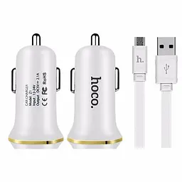 Автомобільний зарядний пристрій Hoco Z1 White 2 USB + USB Cable XiaomicroUSB - мініатюра 4