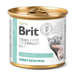 Вологий корм Brit GF VetDiet Struvite для котів, при сечокам'яній хворобі, з індичкою та горохом, 200 г - мініатюра 7