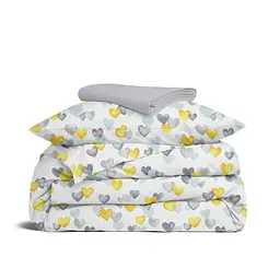 Дитяча постільна білизна в ліжечко LOVE CS6, жовтий (LoveYellowMintGrey_52Grey_140)
