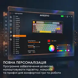 Клавіатура Ajazz AK820 V2 Coconut Flake Switch чорна/сіра/жовта (AK820-V2-CF-BGY) [175693] - мініатюра 6