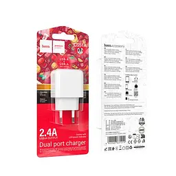 Сітчастий зарядний пристрій HOCO CS51A Surplus dual-port charger 2USB/2,4A білий - мініатюра 2
