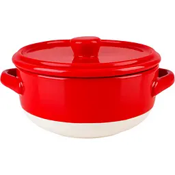 Форма для запікання МВМ My Home кругла з кришкою S 14.5х11.5х6.5 см (KP-45 S WHITE/RED) - мініатюра 3