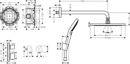 Душова система прихованого монтажу Hansgrohe Croma S 280 1jet Ecostat S з термостатом Matt Black 27961670, Чорний матовий - мініатюра 4