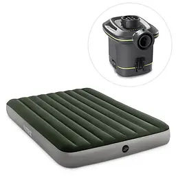 Двомісний надувний матрац Intex 64779 Pillow Rest Classic Twin з електричним насосом 152 x 203 x 25 см