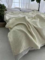 Покривало Zeintex Косичка бавовняне молочне 160х210 см