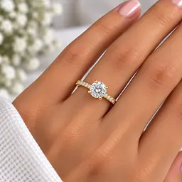 Каблучка з жовтого золота з муасанітами К-0801 15 - мініатюра 6