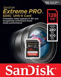 SanDisk Карта пам'яті SD 128GB C10 UHS-II U3 R280/W100MB/s Extreme Pro V60 - мініатюра 9