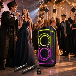 Портативна акустика ZXX-5540 100 Вт / Портативна колонка акумуляторна USB / TWS / TF / FM / BT / Переносна колонка з 2 мікрофонами та пультом ДУ - мініатюра 3