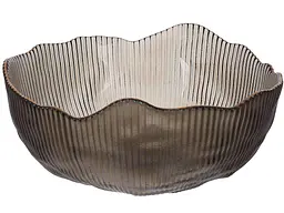 Салатник BONADI скляний Fleur 12,7х6,5см, сірий димчастий із золотим обідком