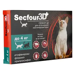 Краплі протипаразитарні Fipromax Secfour 3D для котів до 4 кг 0.5 мл 2 шт. - мініатюра 3