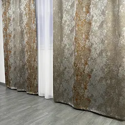 Жакардові мармурові штори сіро-бронзового кольору 2шт. 150х270 з білим шифоновим тюлем 400х270, на т ALBO pbe0052754 - мініатюра 6