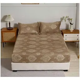 Простирадло MALLORY HOME 160*200 велюр на резинці +наволочки арт.22208 коричневий