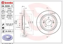 Диск тормозной невентилированный Kia Niro I-II, Ceed III 10-25г Brembo ( 08.D220.11 ) - миниатюра 2