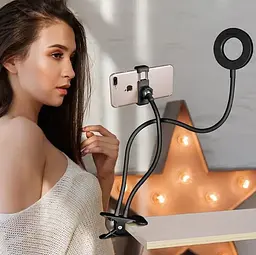 Настільна світлодіодна гнучка LED лампа з утримувачем телефону ∙ Кільцева USB лампа – світильник ∙ Тепле / холодне світло - мініатюра 3