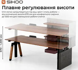 Геймерський стіл Sihoo D07 1.8m Walnut/Black (D07A-101/D07J-101-AB/D07-P) - мініатюра 3