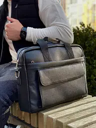 Чоловіча шкіряна сумка для ноутбука та документів чорна Tiding Bag RD-23134 - мініатюра 7