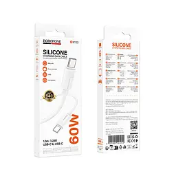 Кабель BOROFONE BX123 Leya 60W silicone charging data cable C to C Білий - мініатюра 2