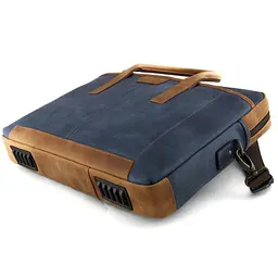 Сумка шкіряна для ноутбука синя 15,6 ', MacBook 16' Tom Stone 7171 BL-R - мініатюра 3
