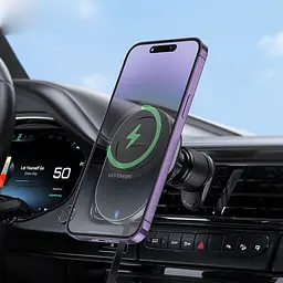 Автотримач з БЗП Hoco HW12 Guardian magnetic (air outlet) Black / Gray - мініатюра 8