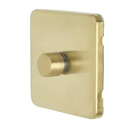 Schneider Electric GGBL6012LMSBS безгвинтовий Liss Cover світлодіодний диммер 1 швидкість 2 колії 100 Вт/ВА сатинована латунь - мініатюра 2