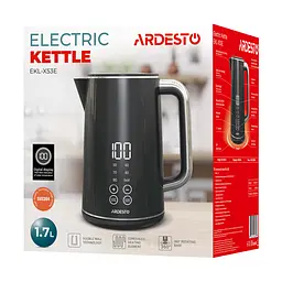 Електрочайник Ardesto Elegance Otter LED дисплей подвійні стінки 1.7 л чорний глянець (EKL-X53E) - мініатюра 12