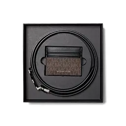 Чоловічий ремінь та картхолдер MICHAEL KORS [BROWN] (подарунковий набір) - мініатюра 3