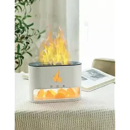Лампа зволожувач повітря Docsal Flame 3в1 з ультразвуковим зволоженням і соляним камінням Білий - мініатюра 4