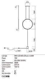 Люстра/торшер Redo SLICK SU/LAMP RD LED 19W 3000K GD (4.1.2) 01-2196 - мініатюра 3