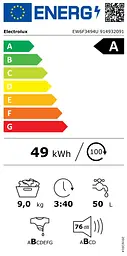 Electrolux Пральна машина Electrolux фронтальна, 9кг, 1400, A, 66см, дисплей, інвертор, білий - мініатюра 9