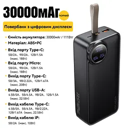 Павербанк Essager Heteromypil 30000 mAh 22.5W (ES-D016), чорний - мініатюра 8