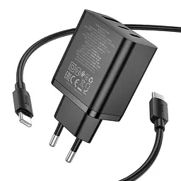 МЗП Hoco N50 Scenery PD45W (1USB-A/2C) + кабель Type-C to Type-C Black - мініатюра 2