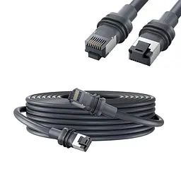 Мережевий кабель Ethernet Vention 20 м патч-корд для Starlink Standard Gen3 два штекери RJ45 8P8C із засувками Starlink Cat5e до 1000 Мбіт/с для прямого з’єднання антени з маршрутизатором із захистом IP67 із провідниками з безкисневої міді сірий (IACHQ)