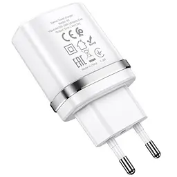 Мережевий зарядний пристрій Hoco N1, 12W 2.4 A з USB-роз'ємом і кабелем Type-C у комплекті білий - мініатюра 4