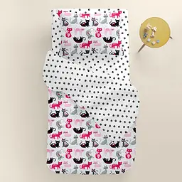 Дитяча постільна білизна в ліжечко CATS CS12, рожевий (CatsColorWhitePaws_Paws110x160_140) - мініатюра 2
