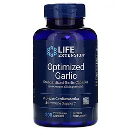 Часник, Optimized Garlic, стандартизований, 200 капсул Life Extension vit0001650
