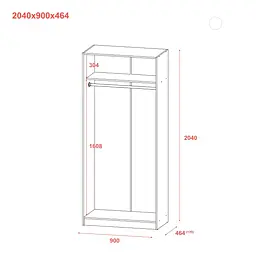 Шафа для одягу Doros Промо Сірий 2 ДСП 90х48х204 (80737764) - мініатюра 8