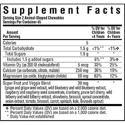 Кальцiй + Магнiй + Вiтамiн D3 для дітей Bluebonnet Nutrition Rainforest Animalz зі смаком ванілі 90 цукерок - мініатюра 3